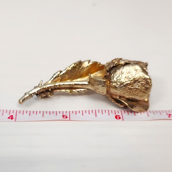 Vintage Flora Danica Eggert Gilded Sterling Silver Electroform Rose Brooch Pin - Picture 11 of 13